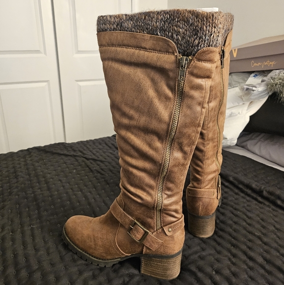 Crown Vintage Chelie Tall Brown Leather Boots - Sz 11 - Picture 8 of 13